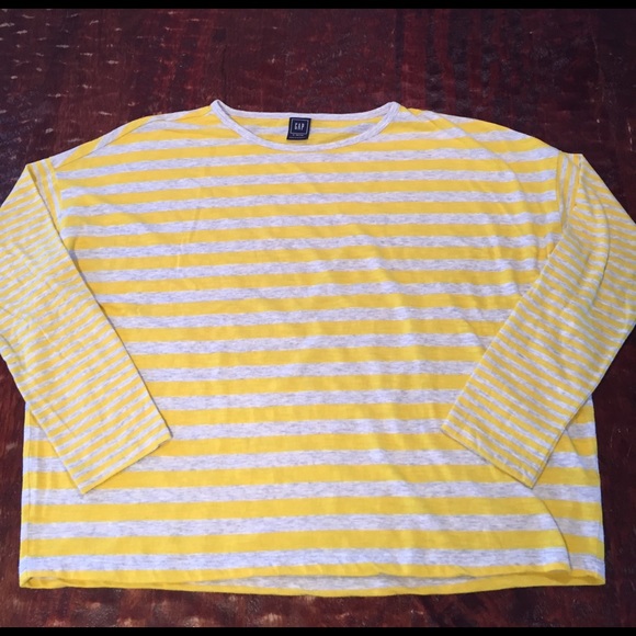 Gap Petite Yellow & White Striped Tee